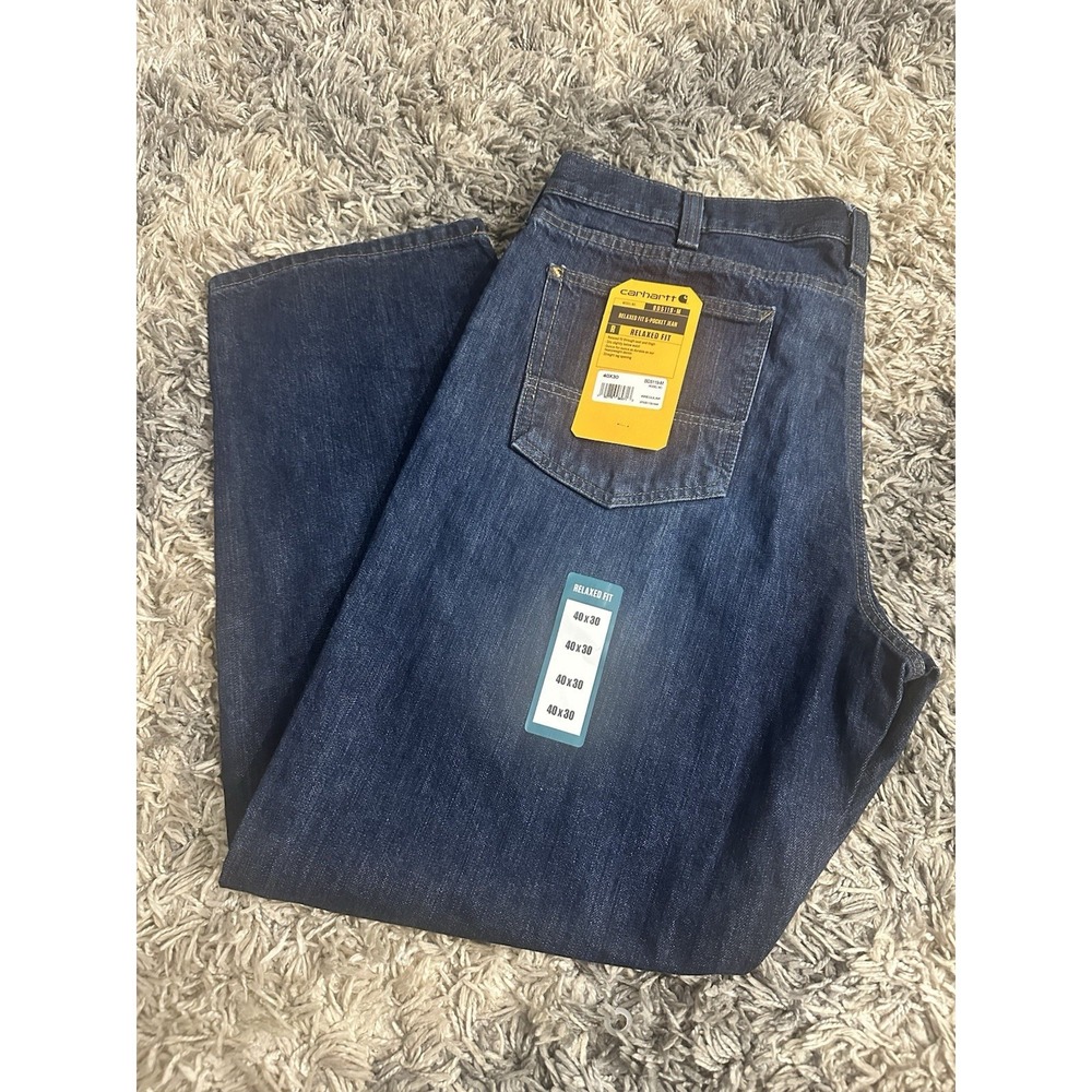 Carhartt Mens BD5119-M Relaxed Fit 5 Pocket Jean Dark Wash 40x30 New